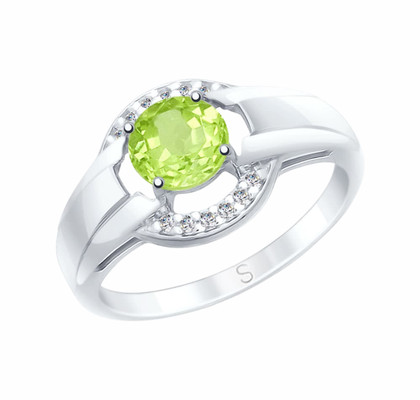 Кольцо из серебра с хризолитом 