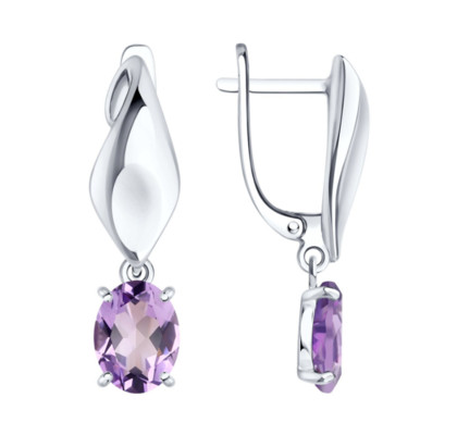 Серьги из серебра с аметистом 