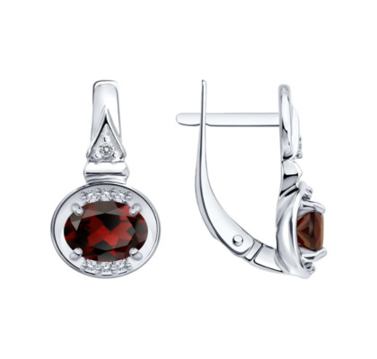 Серьги из серебра с гранатом 