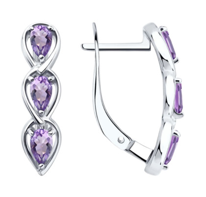 Серьги из серебра с аметистами 