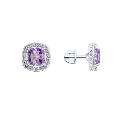 Серьги из серебра с аметистом 