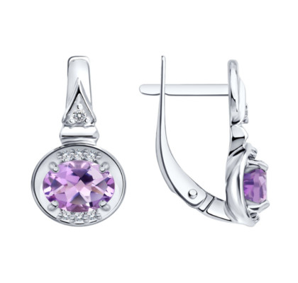Серьги из серебра с аметистом 