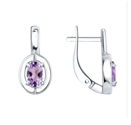 Серьги из серебра с аметистом 