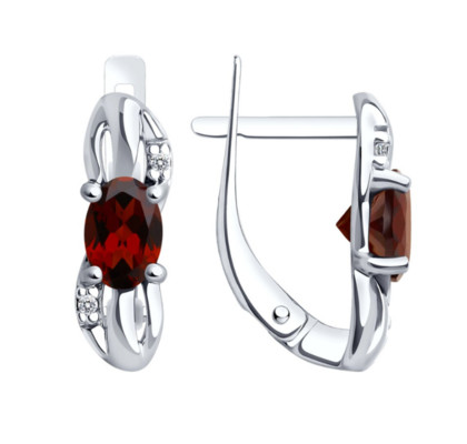 Серьги из серебра с гранатом 