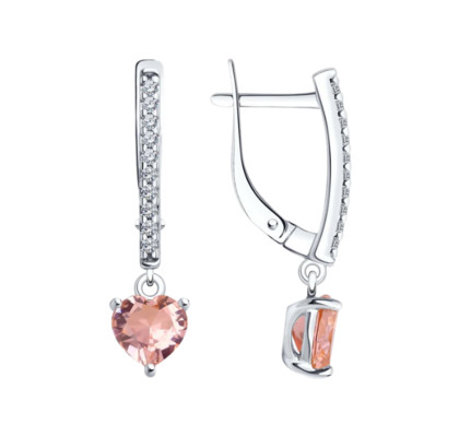 Серьги из серебра с ситаллами и фианитами