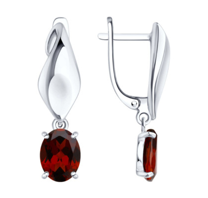 Серьги из серебра с гранатом 