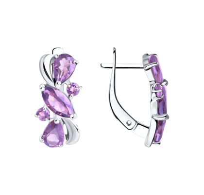 Серьги из серебра с аметистами