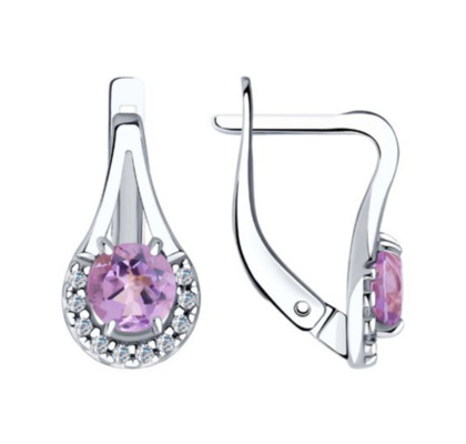 Серьги из серебра с аметистом 