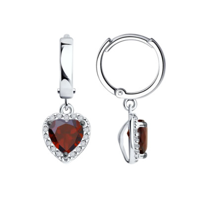 Серьги из серебра с гранатами 