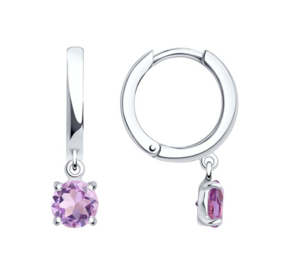 Серьги из серебра с аметистами