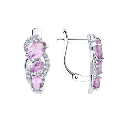 Серьги из серебра с аметистами 