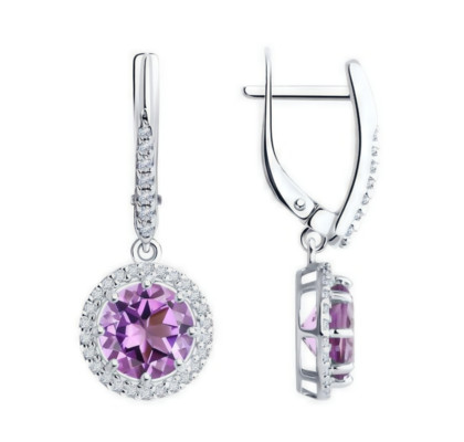 Серьги из серебра с аметистами 