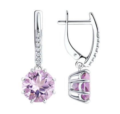 Серьги из серебра с аметистами 