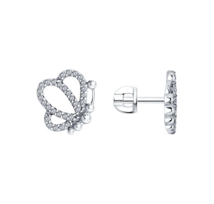 Серьги из серебра с фианитами