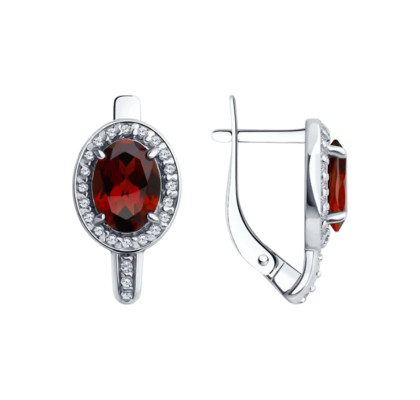 Серьги из серебра с гранатами