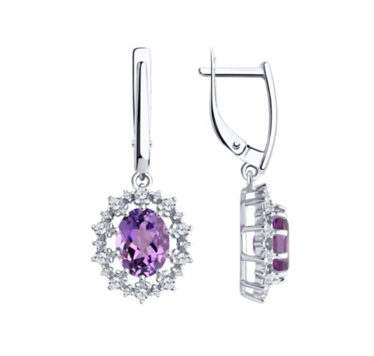 Серьги из серебра с аметистом 