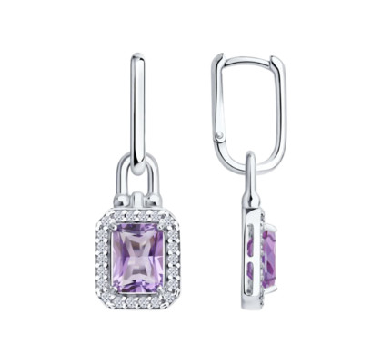 Серьги из серебра с аметистами 