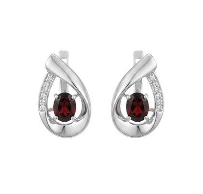 Серьги из серебра с гранатом